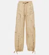 Acne Studios Frayed Trompe L'œil Printed Linen And Cotton-blend Wide-leg Pants In Beige
