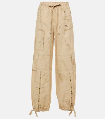 Acne Studios Trompe L'ail Linen And Cotton Cargo Trousers In Beige