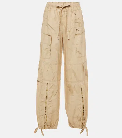 Acne Studios Trompe L'ail Linen And Cotton Cargo Pants In Beige