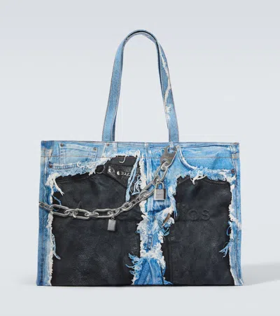 Acne Studios Denim Tote Bag Chain Detail Handles In Multi