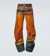 Acne Studios 2006m Stacked Belts Trompe L'oeil Denim Jean In Orange