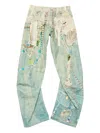 Acne Studios Distressed Printed Barrel-leg Jeans In Blue