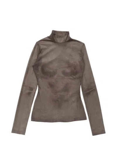 Acne Studios Trompe L'oeil High-neck Top In Brown