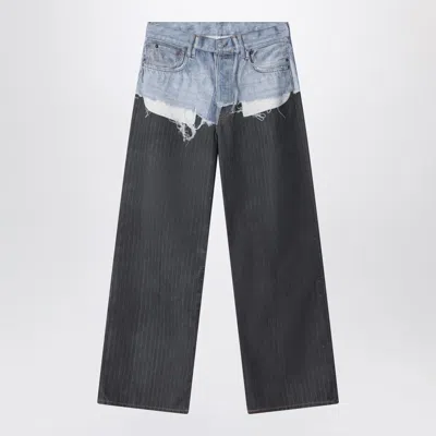 Acne Studios Trompe-l''oeil Jeans In Blue/pinstrike Pattern In Black