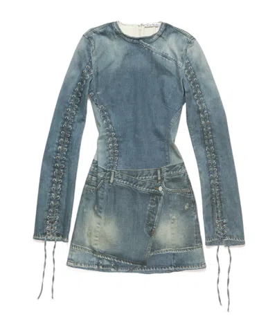 ACNE STUDIOS ACNE STUDIOS LACED SLEEVE MINI DENIM DRESS