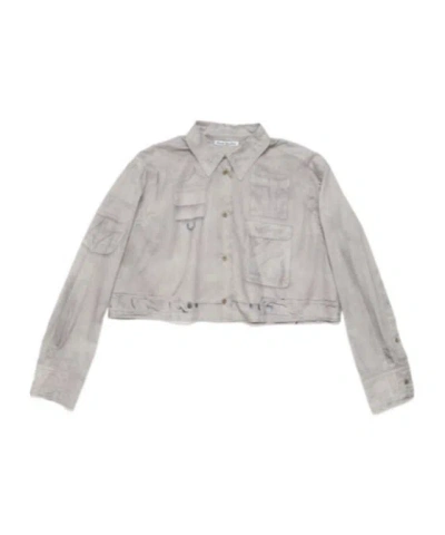 Acne Studios Trompe L'oeil-print Cotton Shirt In Gray