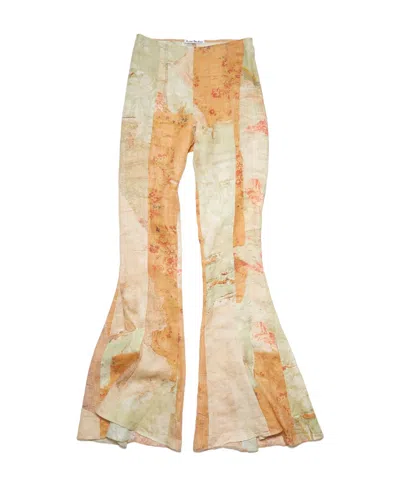 Acne Studios Trompe L'oeil Print Flared Trousers In Multi