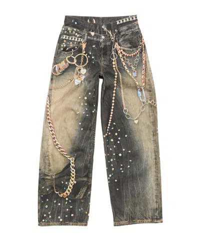 Acne Studios Trompe L'oeil Print Jeans In Green