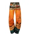 Acne Studios 2006m Stacked Belts Trompe L'oeil Denim Jean In Orange