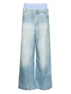 Acne Studios Trompe-loeil Print Trousers In Blue