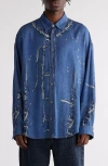 Acne Studios Long Sleeve Shirt In Navy Multi
