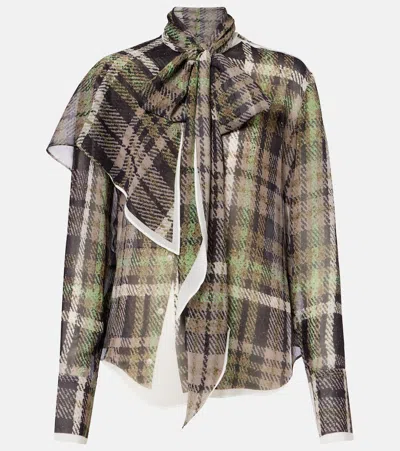Acne Studios Trompe L'oeil Tie-neck Silk Blouse In Multi