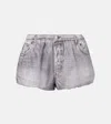 Acne Studios Denim Elastic Waistband Shorts In Gray