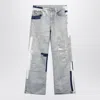 Acne Studios Denim Straight Jeans Distressed Patchwork Five Pocket In Blue