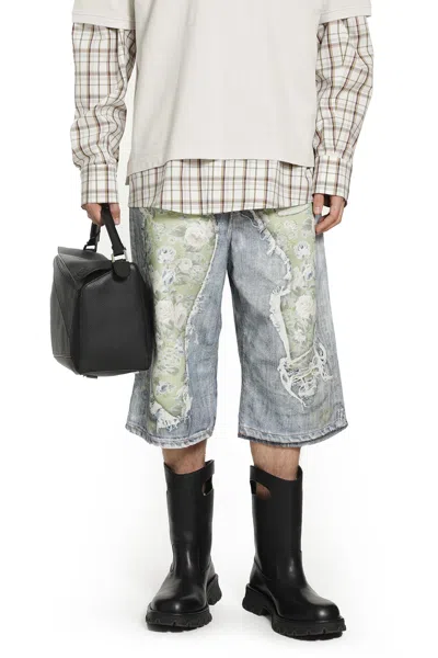 Acne Studios Trompel-l'oeil Denim Shorts In Blue
