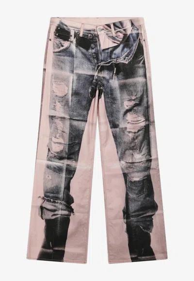 Acne Studios Trompe-l'oeil Photocopy Print Jeans In Pink