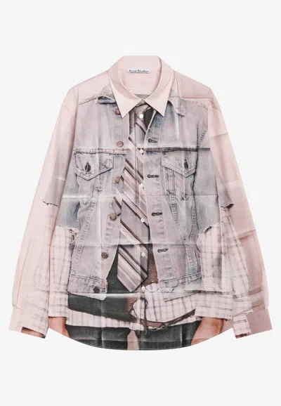 Acne Studios Trompe-l'oeil Print Shirt In Pink