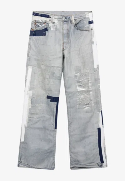 Acne Studios Trompe-l'oeil Tape Jeans In Blue