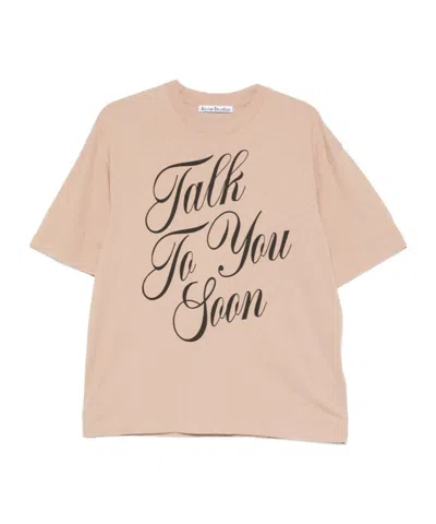 Acne Studios Mens Beige As Talk To You Soon Text-print Cotton T-shirt In Neutral