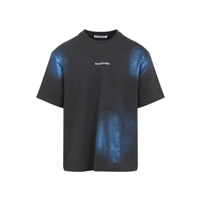Acne Studios Exford Foil Logo Cotton Jersey T-shirt In Blue