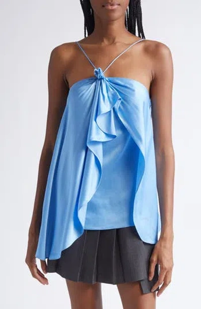 Acne Studios Tufo Draped Satin Halter Minidress In Blue