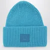 ACNE STUDIOS ACNE STUDIOS TURQUOISE MÉLANGE WOOL CAP WITH LOGO