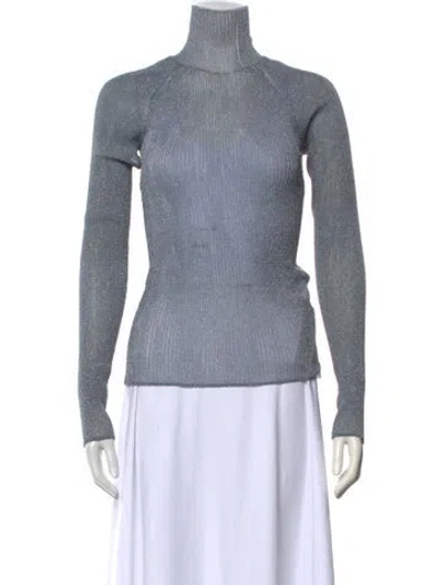 Pre-owned Acne Studios Turtleneck Long Sleeve Top In Blue/metallic