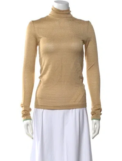 Pre-owned Acne Studios Turtleneck Long Sleeve Top In Gold/metallic