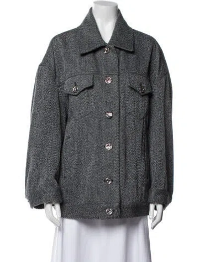 Pre-owned Acne Studios Tweed Pattern Coat In Gray