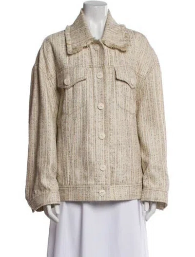 Pre-owned Acne Studios Tweed Pattern Faux Fur Jacket In Neutral