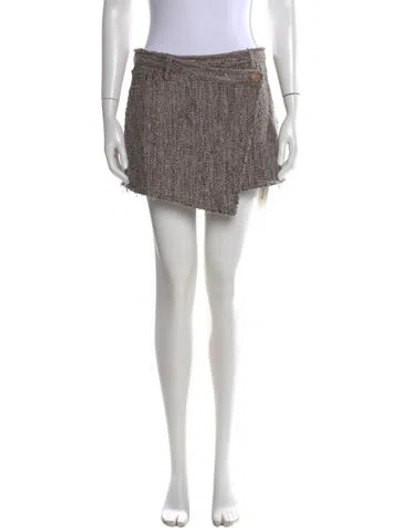 Pre-owned Acne Studios Tweed Pattern Mini Skirt W/ Tags In Brown