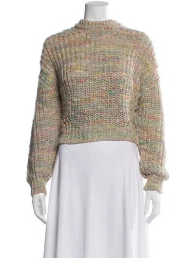 Pre-owned Acne Studios Tweed Pattern Mock Neck Sweater In Neutral