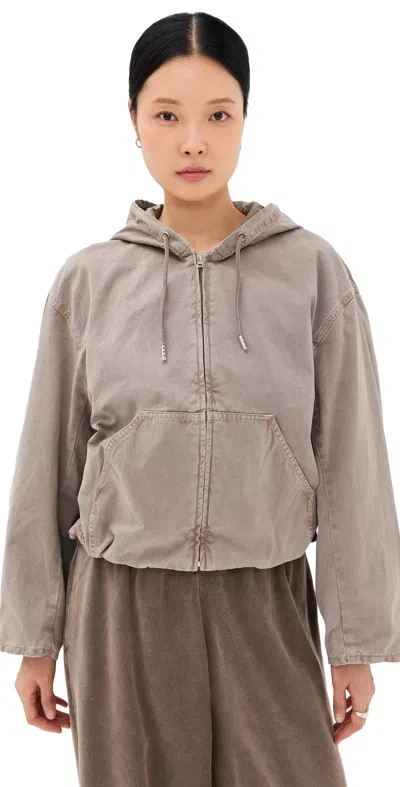 Acne Studios Twill Cotton Hooded Jacket Charcoal Grey
