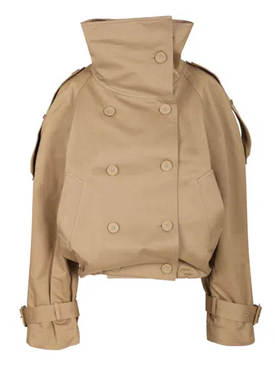 Acne Studios Twill Jacket Knitwear Beige In Brown