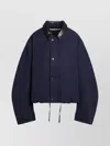 Acne Studios Twill Jacket With Leather Collar And Drawstring In Blue