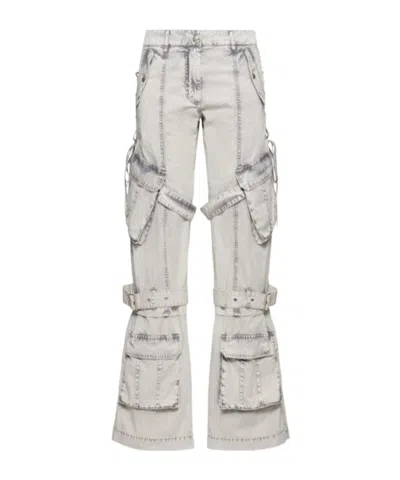 Acne Studios Cotton Cargo Trousers Dusty White In Grey