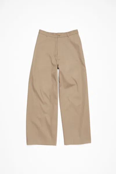 Acne Studios Twill Trousers In Khaki Beige