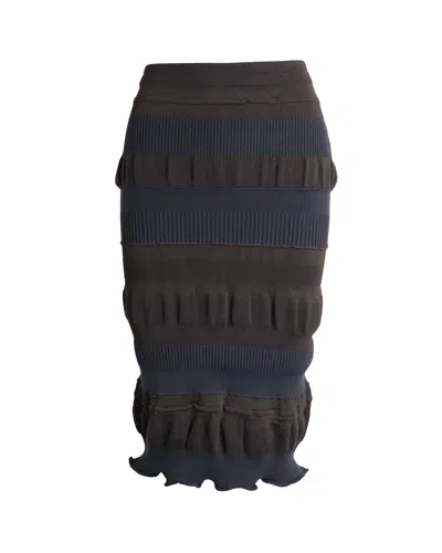 Acne Studios Two-tone Tiered Ribbed Stretch-jersey Skirt In Black Viscose