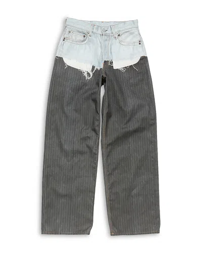 Acne Studios Two Tone Wide Leg Jeans In Gray