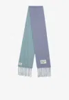 Acne Studios Bicolor Alpaca Scarf Fringed Edges In Blue