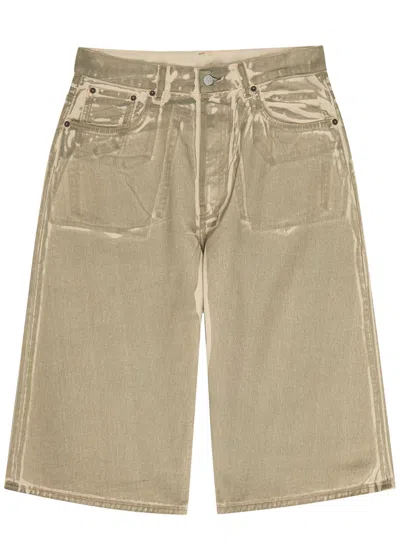 Acne Studios Two-tone Denim Shorts In Brown