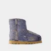 Acne Studios Denim-print Boots In Navy