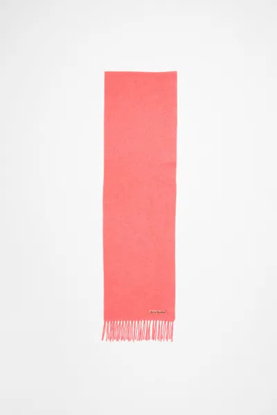 Acne Studios Unisex Fringe Wool Scarf In Fluo Pink Melange