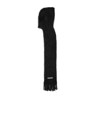Acne Studios Unisex Hooded Wool Knitted Scarf In Black