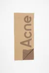Acne Studios Logo Wool-blend Scarf In Camel Brown