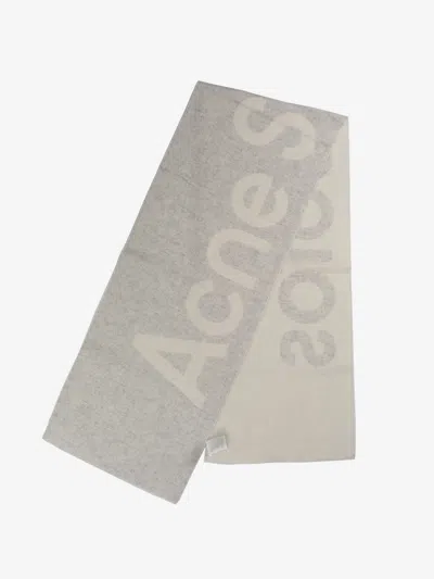 Acne Studios Unisex Logo Jacquard Scarf In Gray