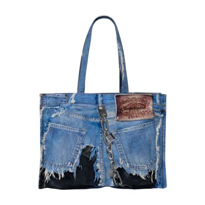 Acne Studios Upcycled Denim Tote Bag In Blue