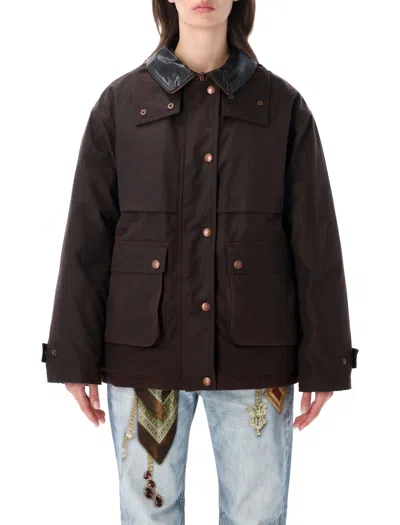 Acne Studios Utility Button-front Jacket In Dark Brown