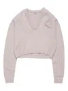 Acne Studios V-neck Embroidered Sweater In White