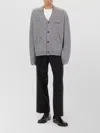 Acne Studios Relaxed-fit V-neck Cardigan With Button-down Front And Embroidered Detailing In Gray